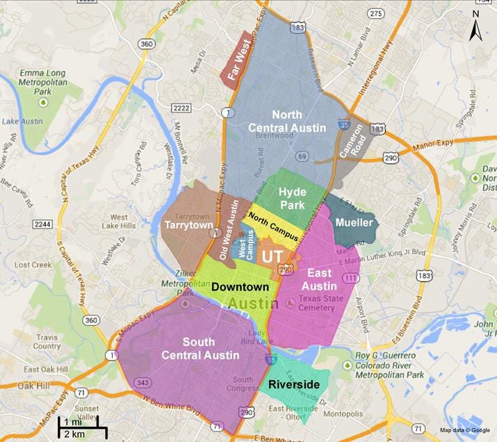 แผนที่ของ usa. kgm neighborhoods