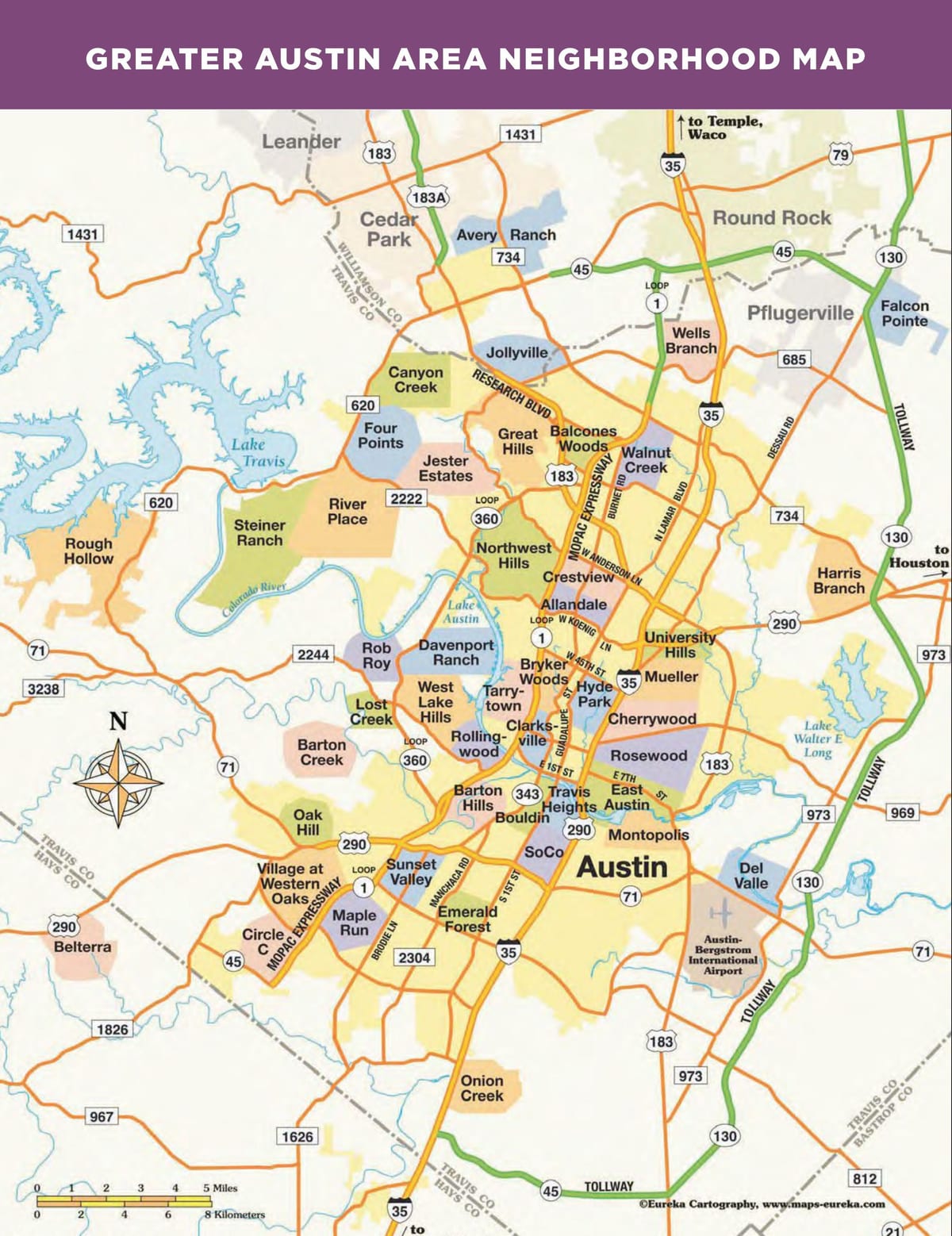 แผนที่ของ usa. kgm Tx neighborhoods