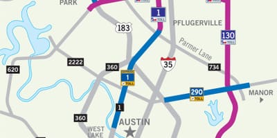 แผนที่ของ usa. kgm ด่านเก็บเงินบนถนน