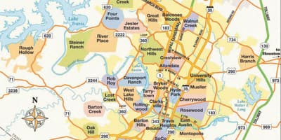 แผนที่ของ usa. kgm Tx neighborhoods